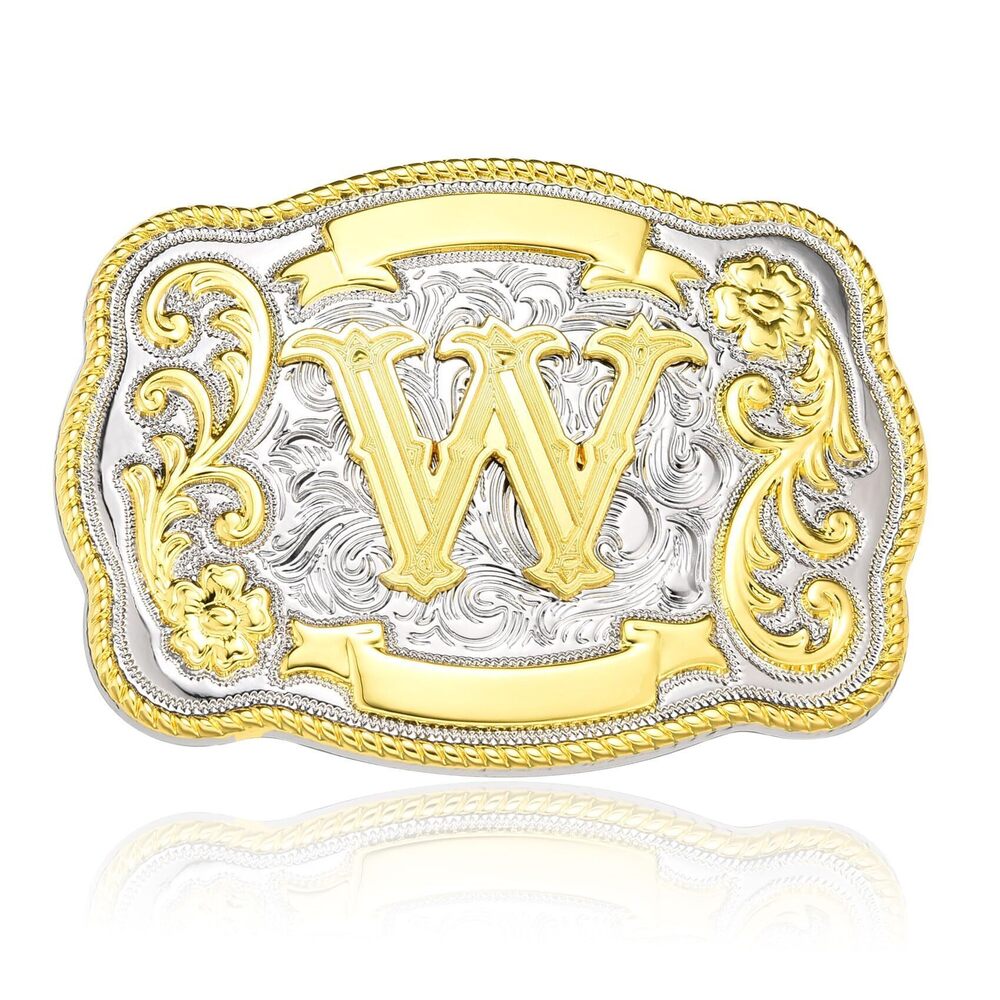 7468 Western Initial Letter ABC to XYZ Belt Buckle , Golden Capital Belt